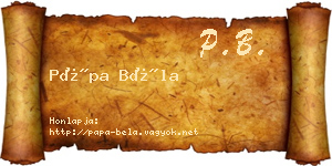 Pápa Béla névjegykártya