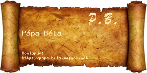 Pápa Béla névjegykártya